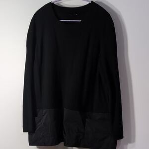 Lafayette 148 New York | Super Soft Wool Black Crew Neck Sweater Pockets Size XL